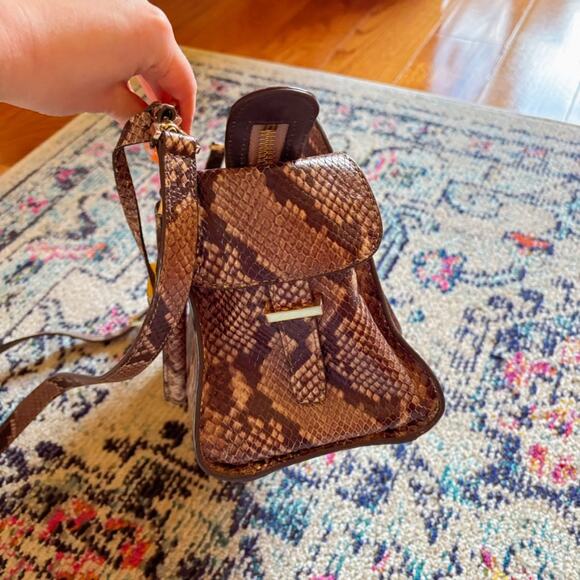 MICHAEL KORS Embossed Leather Snakeskin Satchel Handbag 🐍🤎 - Picture 3 of 8